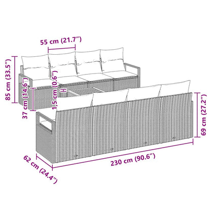 Set Divano da Giardino con cuscino 9 pcs Beige polyrattan | homemem39