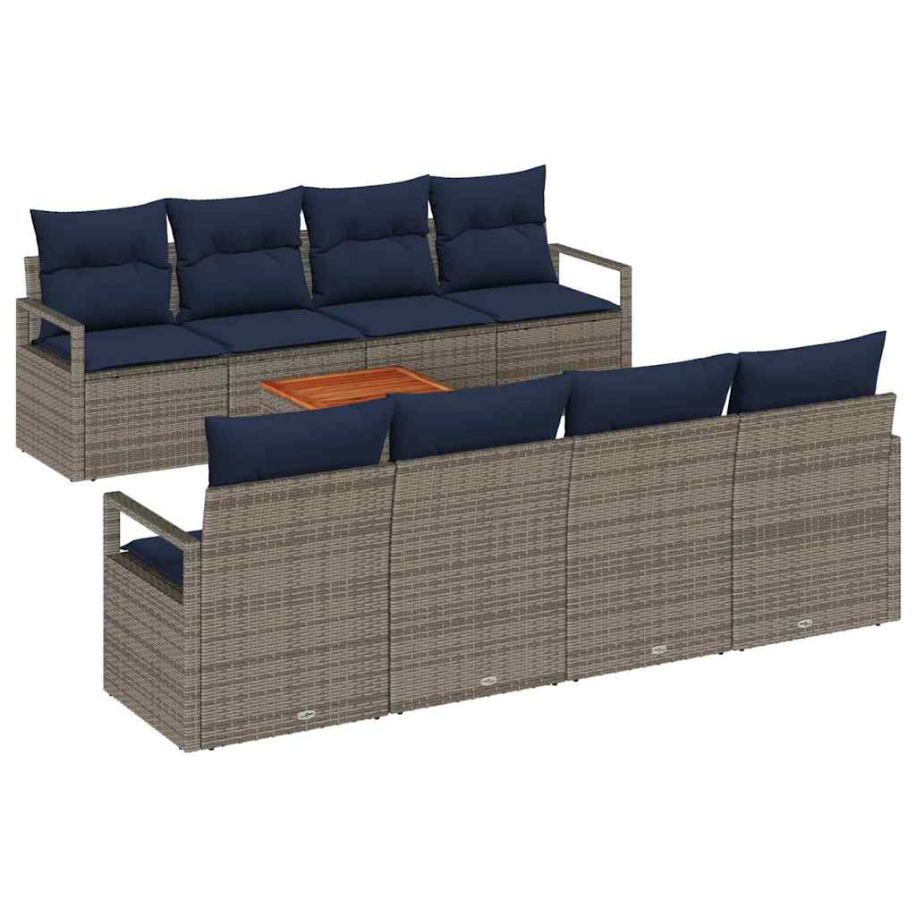 Set Divano da Giardino con cuscino 9 pcs Grigio polyrattan | homemem39