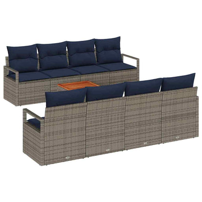 Set Divano da Giardino con cuscino 9 pcs Grigio polyrattan | homemem39