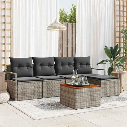 Set Divano da Giardino con cuscino 6 pcs Grigio polyrattan | homemem39