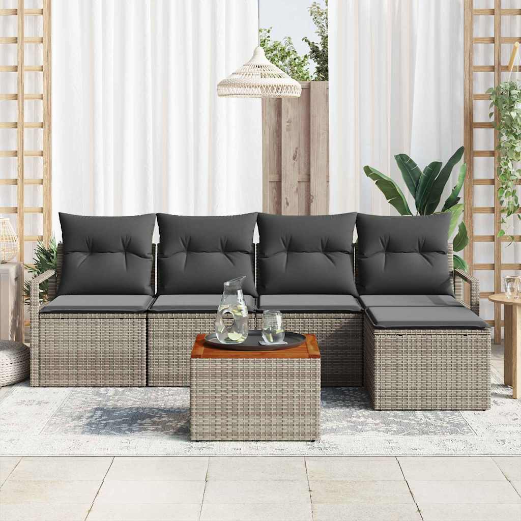 Set Divano da Giardino con cuscino 6 pcs Grigio polyrattan | homemem39