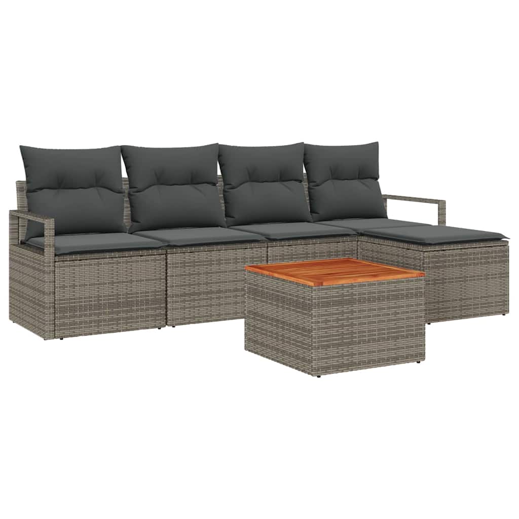 Set Divano da Giardino con cuscino 6 pcs Grigio polyrattan | homemem39