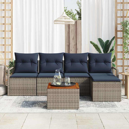 Set Divano da Giardino con cuscino 6 pcs Grigio polyrattan
