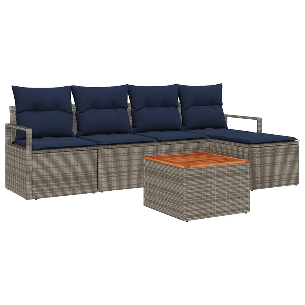 Set Divano da Giardino con cuscino 6 pcs Grigio polyrattan | homemem39
