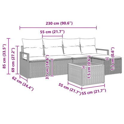 Set Divano da Giardino con cuscino 6 pcs Grigio polyrattan | homemem39