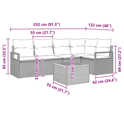 Set Divano da Giardino con cuscino 6 pcs Grigio polyrattan | homemem39