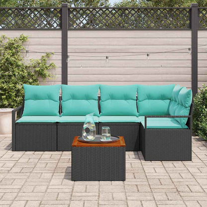 Set Divano da Giardino con cuscino 6 pcs Nero polyrattan | homemem39