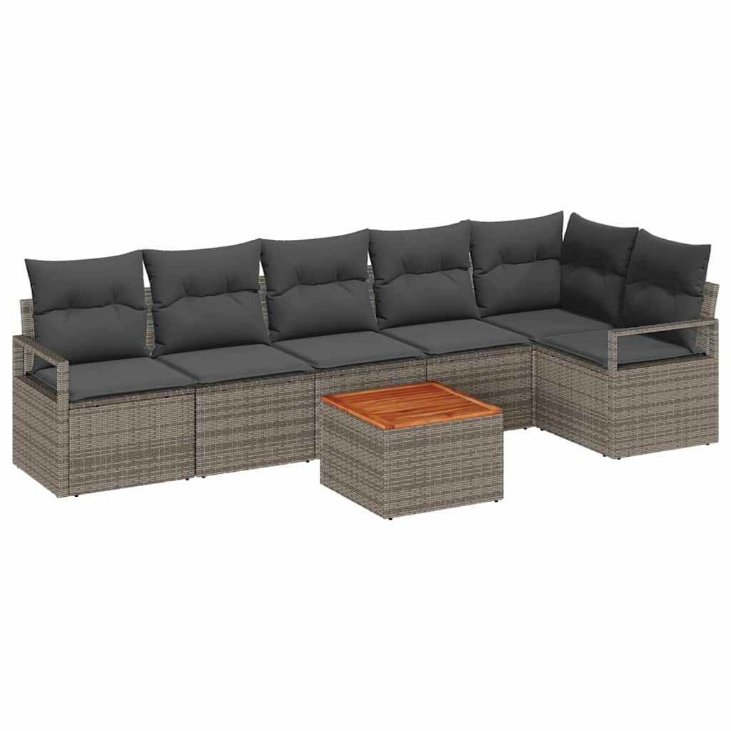 Set Divano da Giardino con cuscino 7 pcs Grigio polyrattan | homemem39