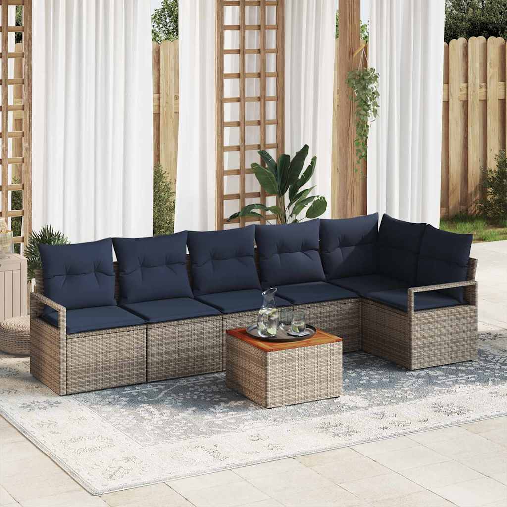 Set Divano da Giardino con cuscino 7 pcs Grigio polyrattan | homemem39