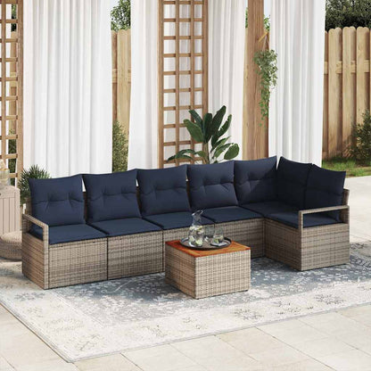 Set Divano da Giardino con cuscino 7 pcs Grigio polyrattan | homemem39