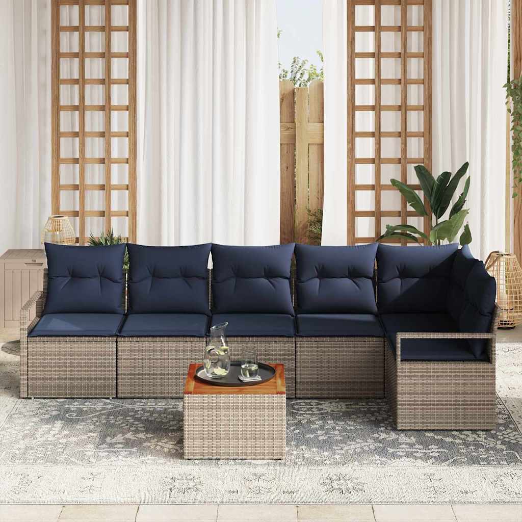 Set Divano da Giardino con cuscino 7 pcs Grigio polyrattan | homemem39