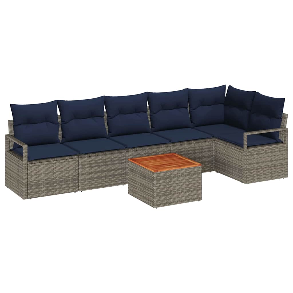 Set Divano da Giardino con cuscino 7 pcs Grigio polyrattan | homemem39