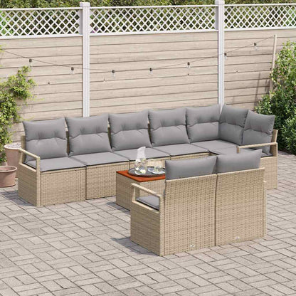Set Divano da Giardino con cuscino 9 pcs Beige polyrattan | homemem39