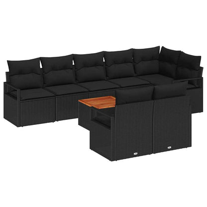 Set Divano da Giardino con cuscino 9 pcs Nero polyrattan | homemem39