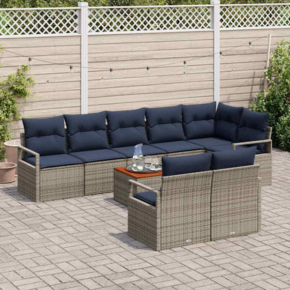 Set Divano da Giardino con cuscino 9 pcs Grigio polyrattan | homemem39