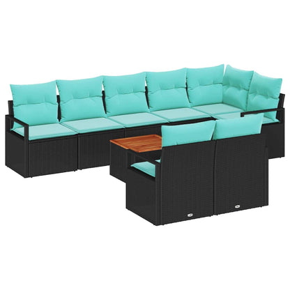 Set Divano da Giardino con cuscino 9 pcs Nero polyrattan | homemem39