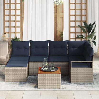 Set Divano da Giardino con cuscino 7 pcs Grigio polyrattan | homemem39