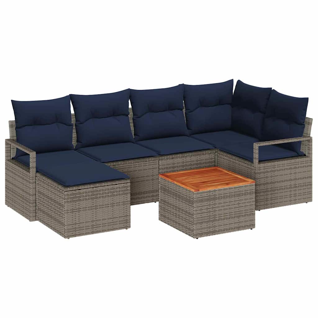 Set Divano da Giardino con cuscino 7 pcs Grigio polyrattan | homemem39