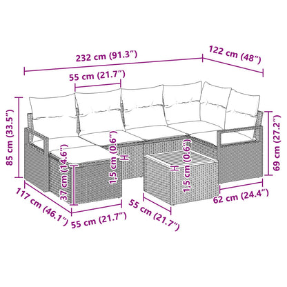 Set Divano da Giardino con cuscino 7 pcs Grigio polyrattan | homemem39