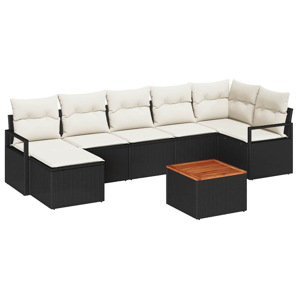 Set Divano da Giardino con cuscino 8 pcs Nero polyrattan | homemem39