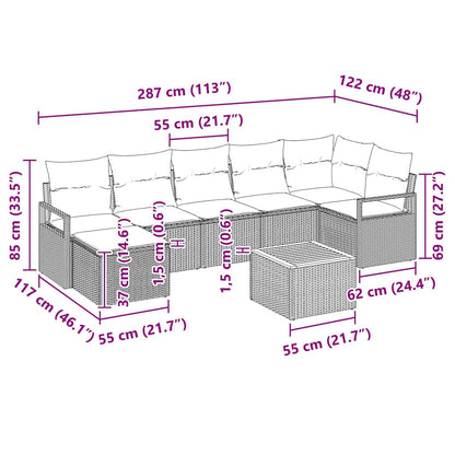 Set Divano da Giardino con cuscino 8 pcs Grigio polyrattan | homemem39