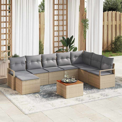 Set Divano da Giardino con cuscino 8 pcs Beige polyrattan | homemem39