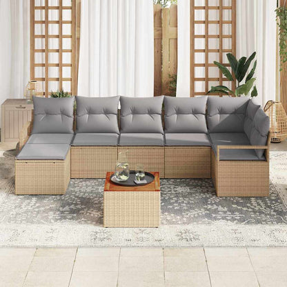 Set Divano da Giardino con cuscino 8 pcs Beige polyrattan | homemem39