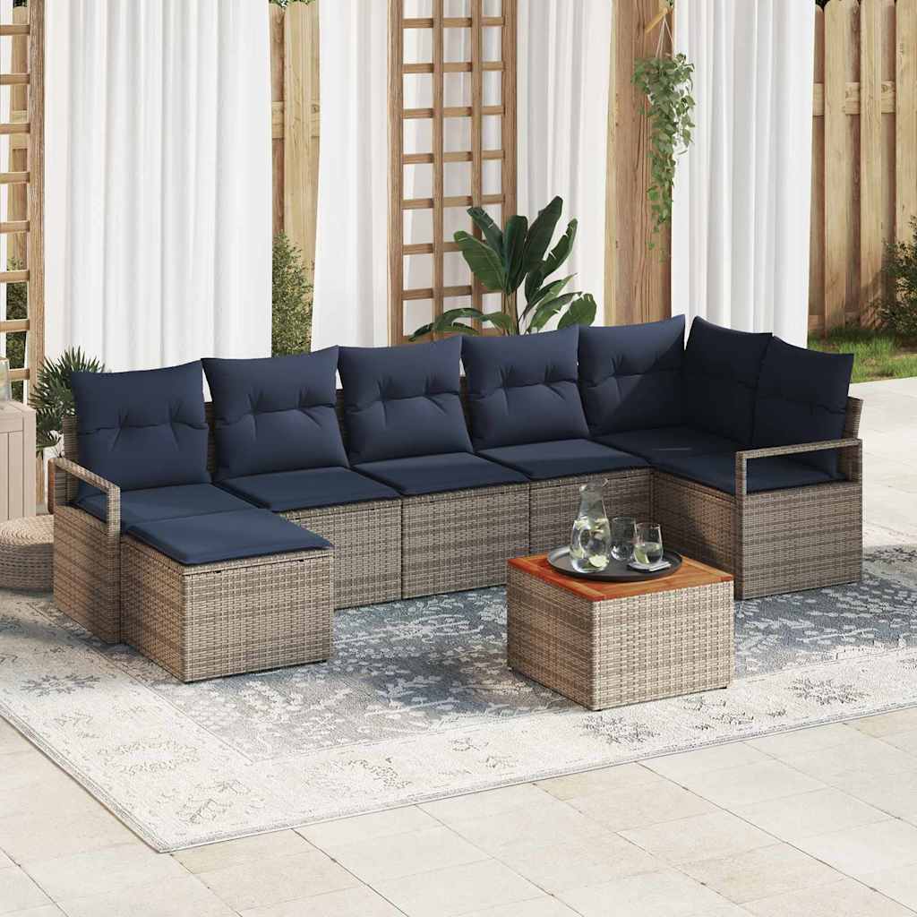 Set Divano da Giardino con cuscino 8 pcs Grigio polyrattan | homemem39