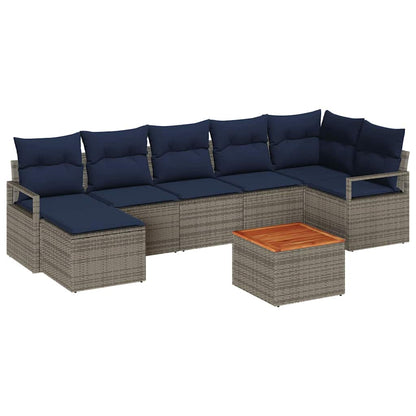 Set Divano da Giardino con cuscino 8 pcs Grigio polyrattan | homemem39