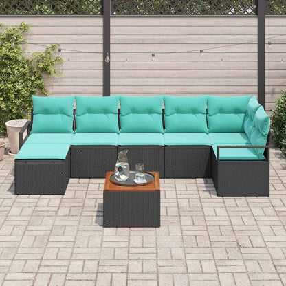 Set Divano da Giardino con cuscino 8 pcs Nero polyrattan | homemem39