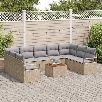 Set Divano da Giardino con cuscino 10 pcs Beige polyrattan | homemem39