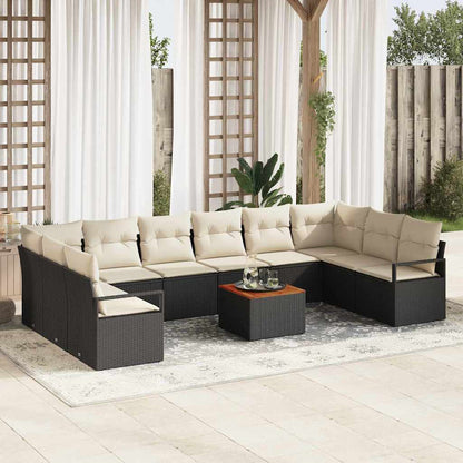 Set Divano da Giardino con cuscino 11 pcs Nero polyrattan | homemem39