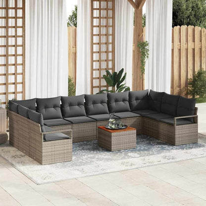 Set Divano da Giardino con cuscino 11 pcs Grigio polyrattan | homemem39