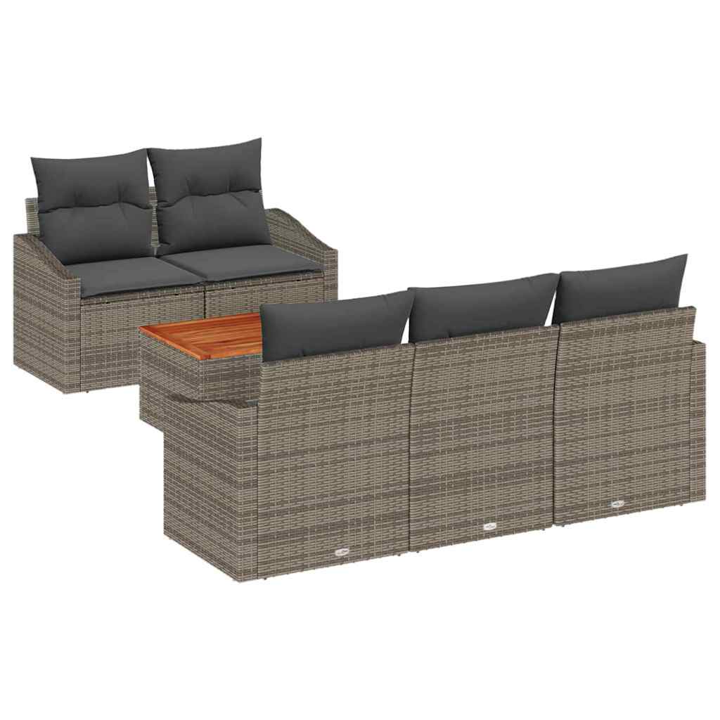 Set Divano da Giardino con cuscino 6 pcs Grigio polyrattan | homemem39