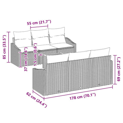 Set Divano da Giardino con cuscino 7 pcs Nero polyrattan | homemem39