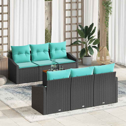 Set Divano da Giardino con cuscino 7 pcs Nero polyrattan | homemem39