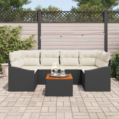 Set Divano da Giardino con cuscino 7 pcs Nero polyrattan | homemem39