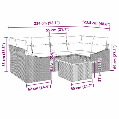 Set Divano da Giardino con cuscino 7 pcs Nero polyrattan | homemem39