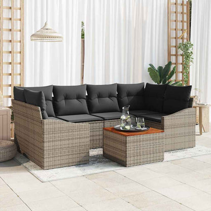 Set Divano da Giardino con cuscino 7 pcs Grigio polyrattan