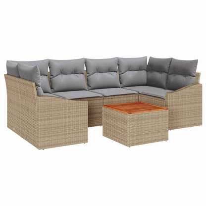Set Divano da Giardino con cuscino 7 pcs Beige polyrattan | homemem39