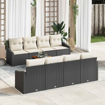 Set Divano da Giardino con cuscino 9 pcs Nero polyrattan | homemem39