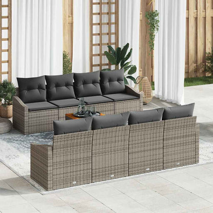 Set Divano da Giardino con cuscino 9 pcs Grigio polyrattan | homemem39