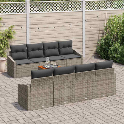 Set Divano da Giardino con cuscino 9 pcs Grigio polyrattan | homemem39