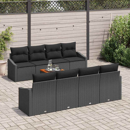 Set Divano da Giardino con cuscino 9 pcs Nero polyrattan | homemem39