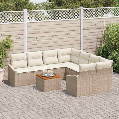 Set Divano da Giardino con cuscino 9 pcs Beige polyrattan | homemem39