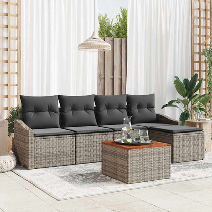 Set Divano da Giardino con cuscino 6 pcs Grigio polyrattan | homemem39