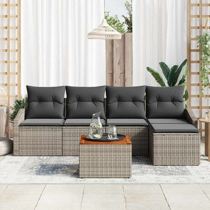 Set Divano da Giardino con cuscino 6 pcs Grigio polyrattan | homemem39