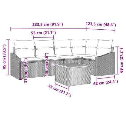 Set Divano da Giardino con cuscino 6 pcs Nero polyrattan | homemem39