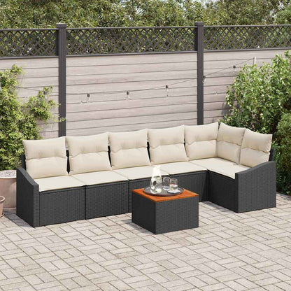 Set Divano da Giardino con cuscino 7 pcs Nero polyrattan | homemem39