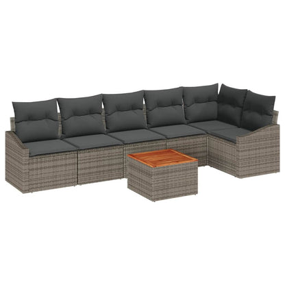 Set Divano da Giardino con cuscino 7 pcs Grigio polyrattan | homemem39